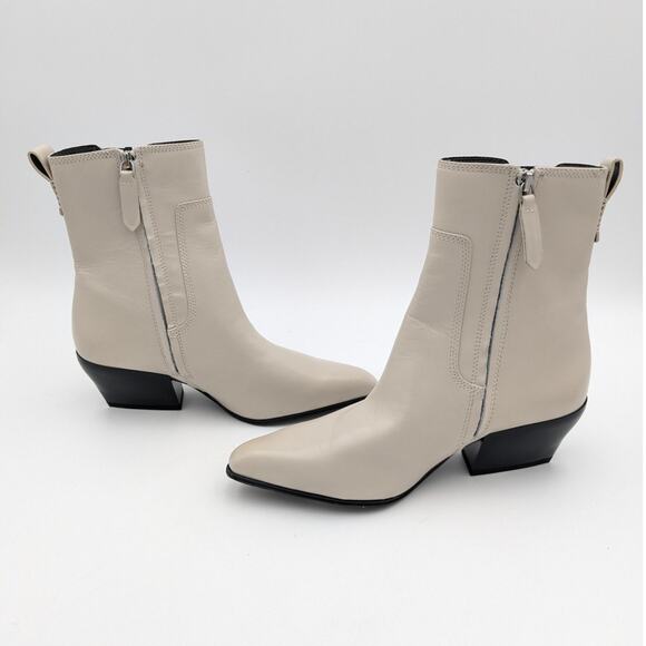 Franco Sarto A-Anina Western Ankle Boots Women's Ivory Leather Size 6.5M EU36.5 - Picture 13 of 14